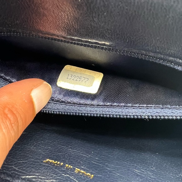 Vintage Chanel Leather Tassel Shoulder Bag- Navy Blue with 24K Gold Plated Chain - Picture 7 of 16